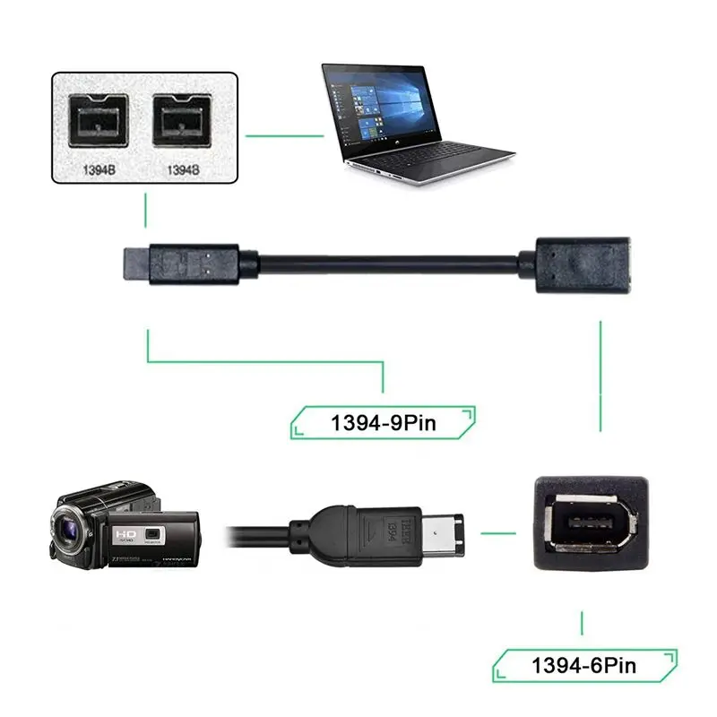 

0.2m 1394 Firewire IEEE 6Pin Male to Female Hot Wire 6P Female to 9Pin Male Digital Camera Medical Equipment Adapter Cable