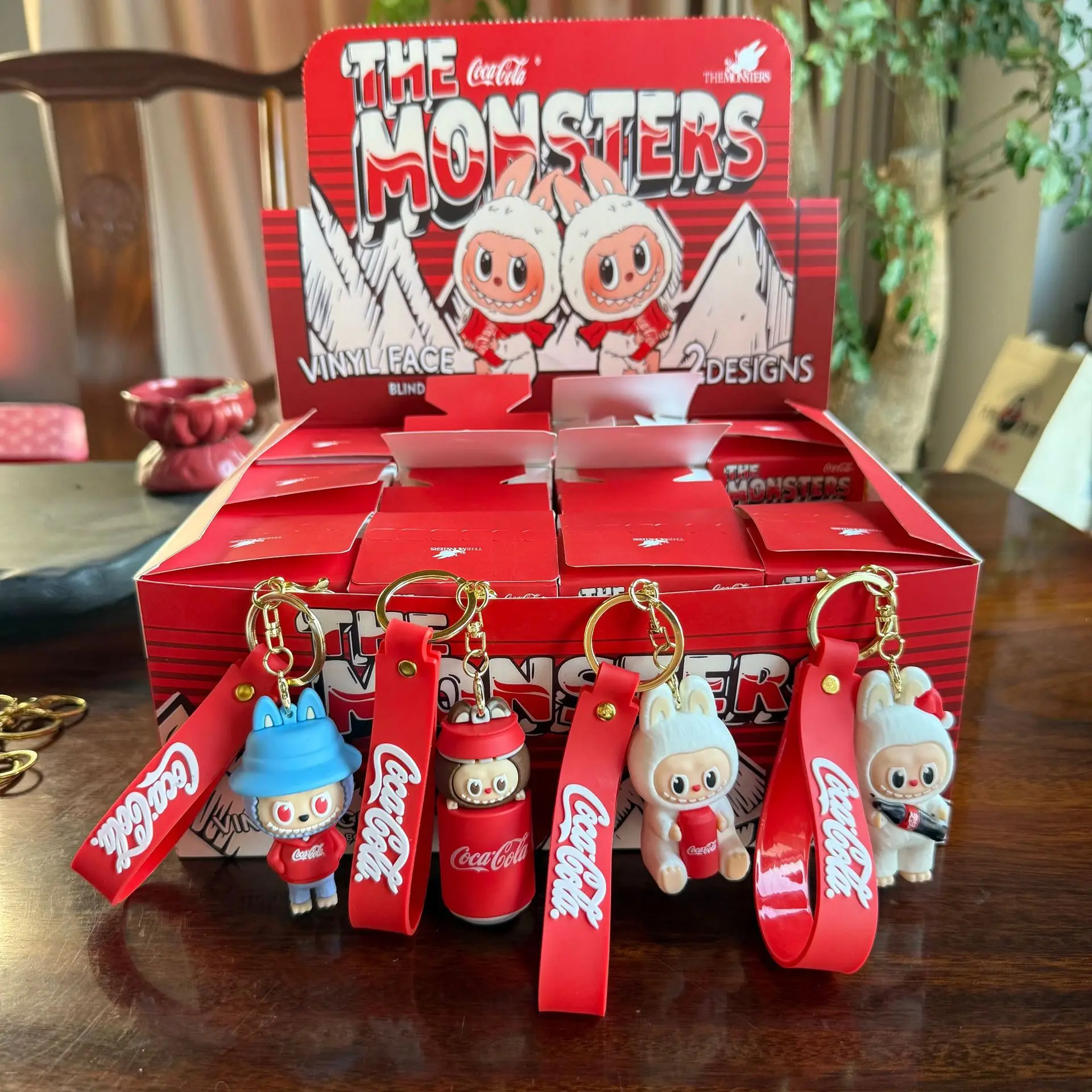 

New Monster Coca Cola Series Vinyl Dollface Labubu Action Character Backpack Keychain Accessories