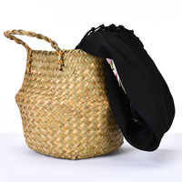 Natural Seagrass Woven Storage Pot Tote Belly Basket For Storage Laundry  Picnic Multifunctional Plant Pot Cover Beach Bags