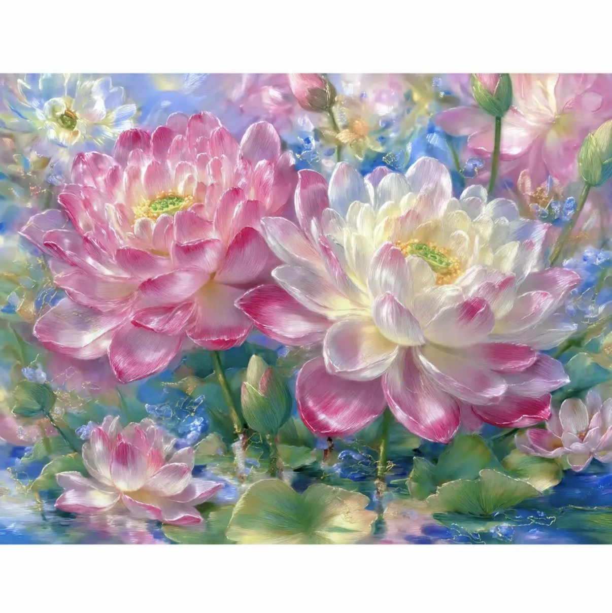 

Lotus 9ct 60x75cm Printed Kits Cross Stitch Embroidery DIY Needlework Home Decor Crafts Handmade with threads drawings needles