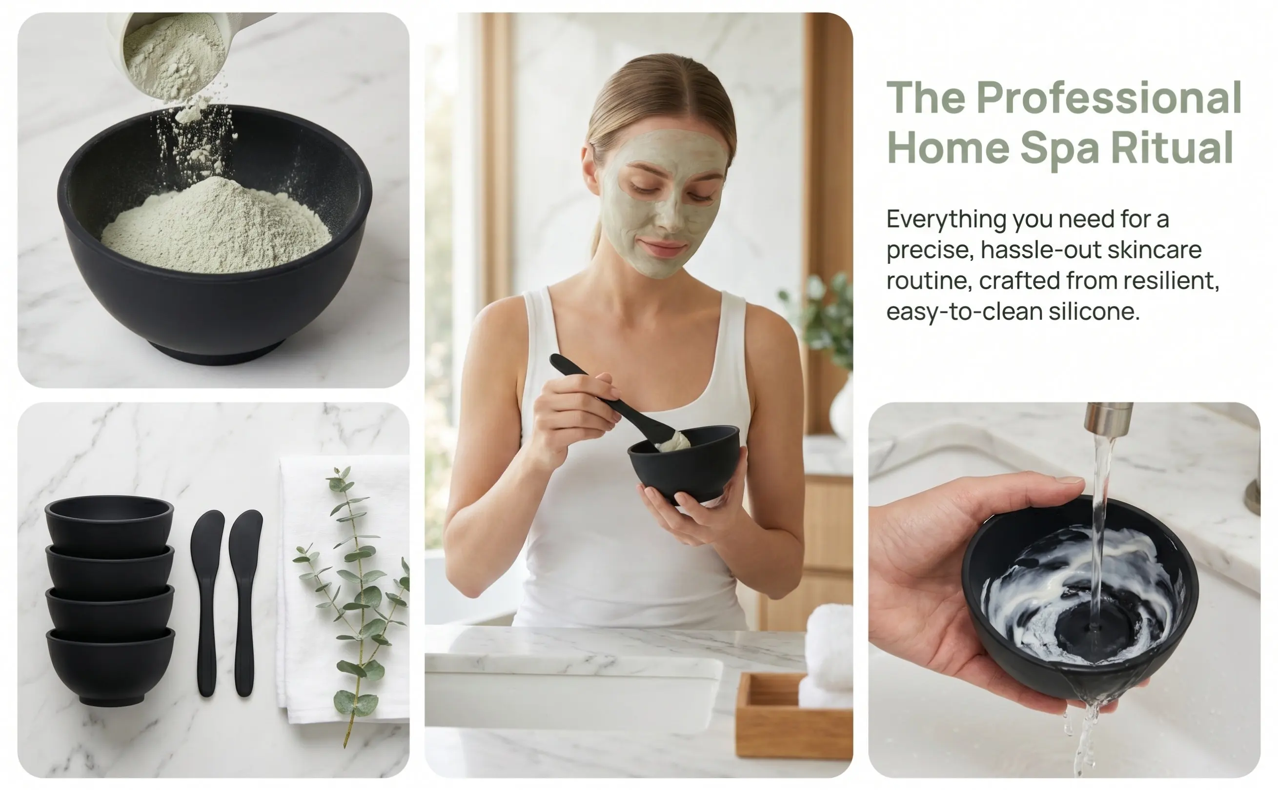 1Set Facial Mask Mixing Bowls Silicone Mud Mask Applicator Tool DIY Beauty Spa Facial Skincare Holder Makeup Mixing Container