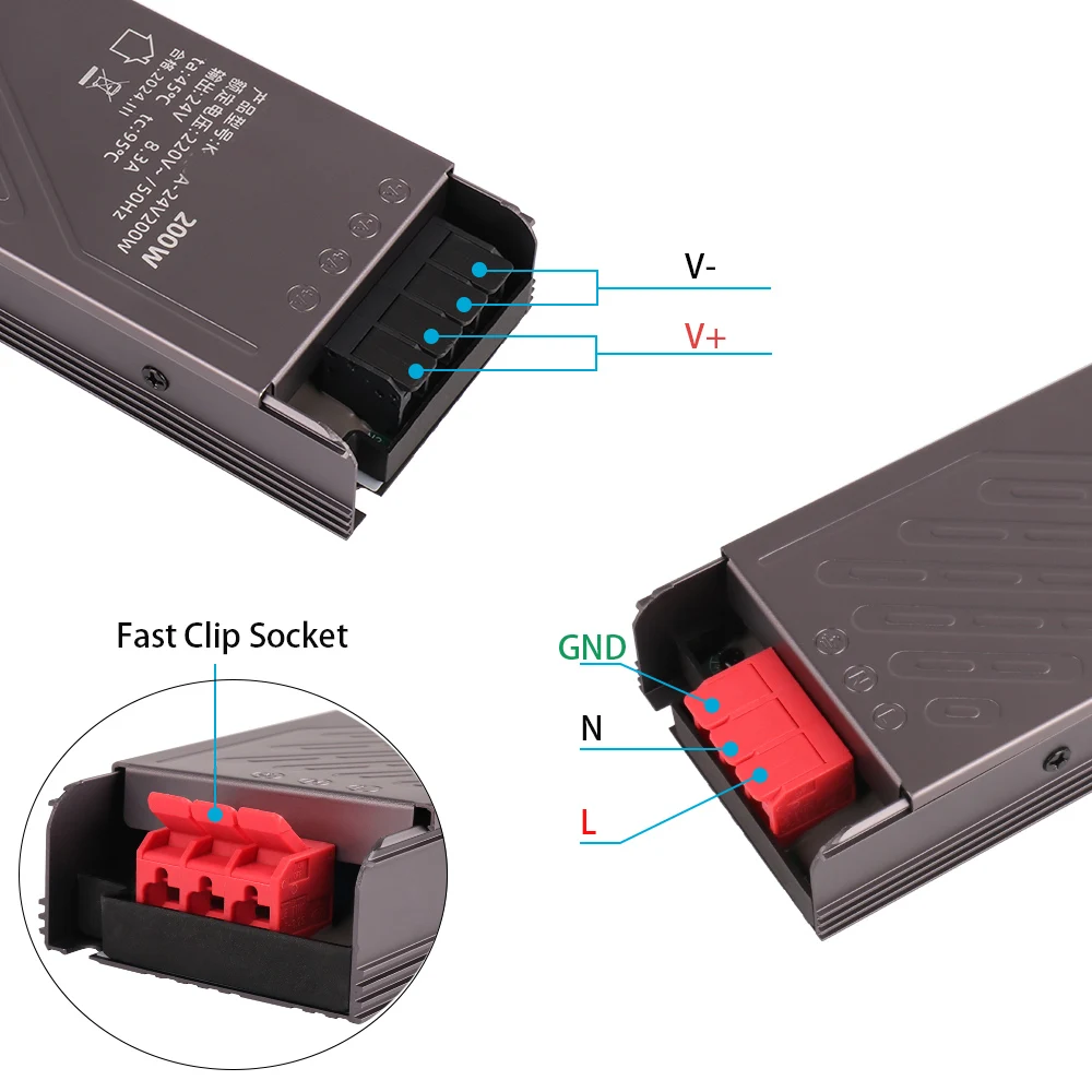 Compact Size Lighting Transformer Power Supply AC 100V-240V 110V 220V to DC 24V 12V For LED Strip Light Driver 100W 200W 300W