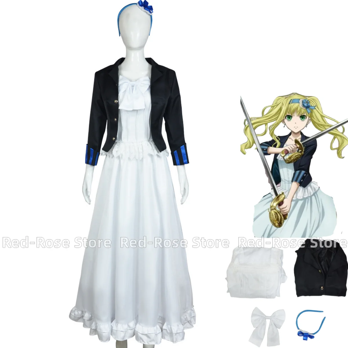 

Anime Black Butler:Book of The Atlantic Elizabeth Ethel Cordelia Midford Cosplay Costume Kuroshitsuji Lizzy Coat Dress Woman Set