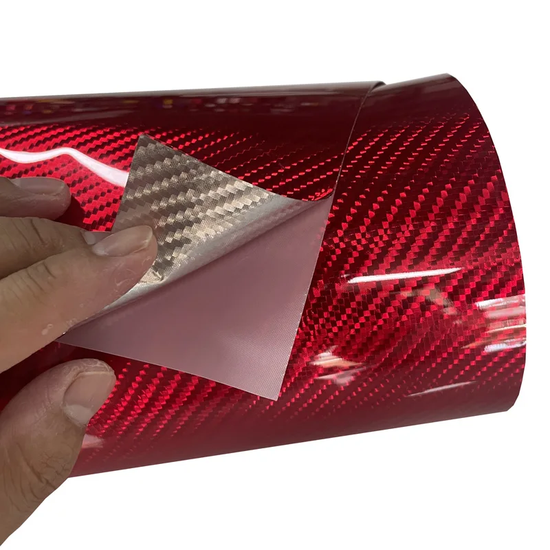 Premium PET glänzend 5D Chrom Rot Carbon Faser Vinyl Wrap Film DIY selbstklebende Aufkleber Aufkleber Motorrad Auto Wrapping Folie – Detail 2