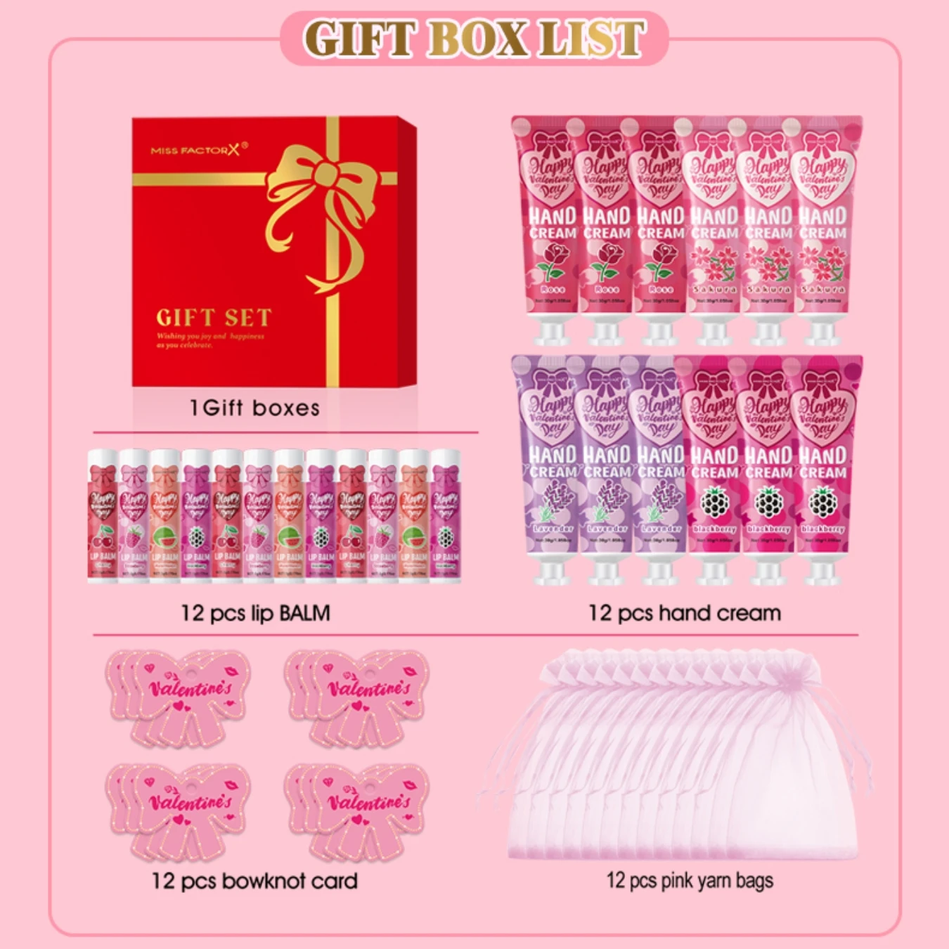 48-Piece Gift Set with Hand Creams & Lip Balms. Hypoallergenic for All Skin Types, Ideal for Wedding Favors and Party Gifts.