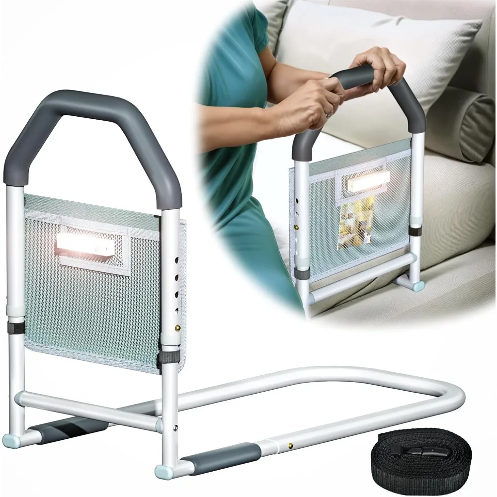 

Bed Rails for Elderly Adults Safety - with Motion Light & Storage Pocket - Adjustable Bed Assist Rails for Seniors & Patients -