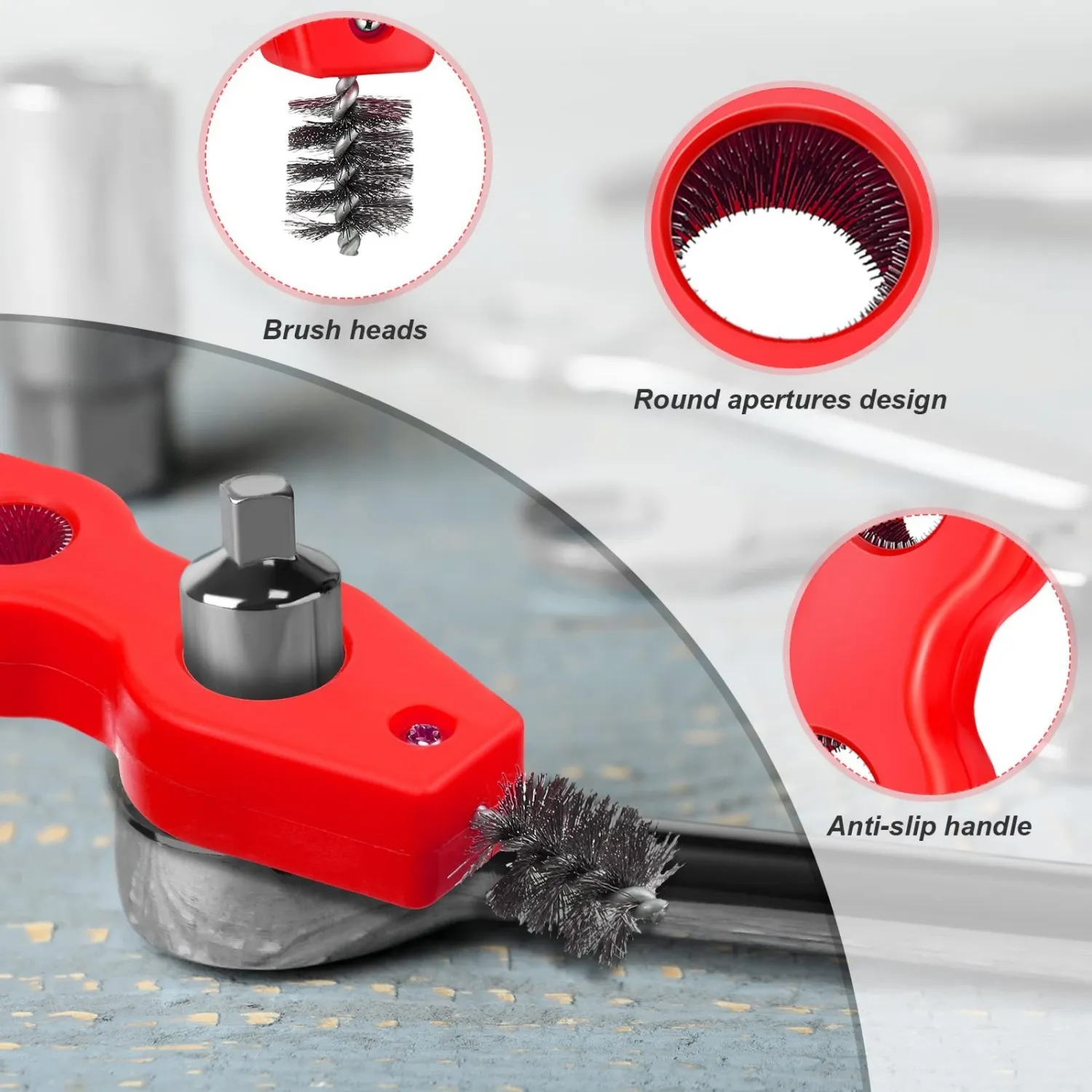 4PCS Copper Tubing Pipe Cleaner Brush Inner Outer Thread Cleaner Deburring Brush for Plumbers DIY Stainless Steel Wire Soldering