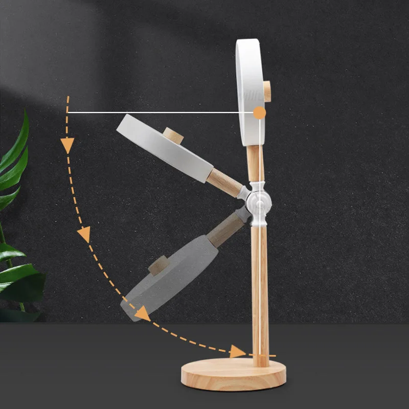 Iron Round Cake Table Light Adjustable Wood Body Desk Lamp Study Dormitory Bedside Hotel Cafe Bar Macaron Color LED Lighting