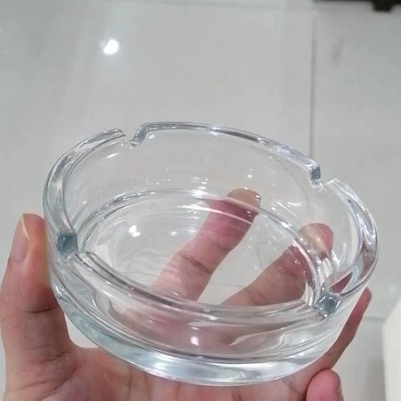 Ashtray Home Decorative Cool Ashtrays Holder inside Clear Glass Tabletop Round Desktop Cigarette Tin