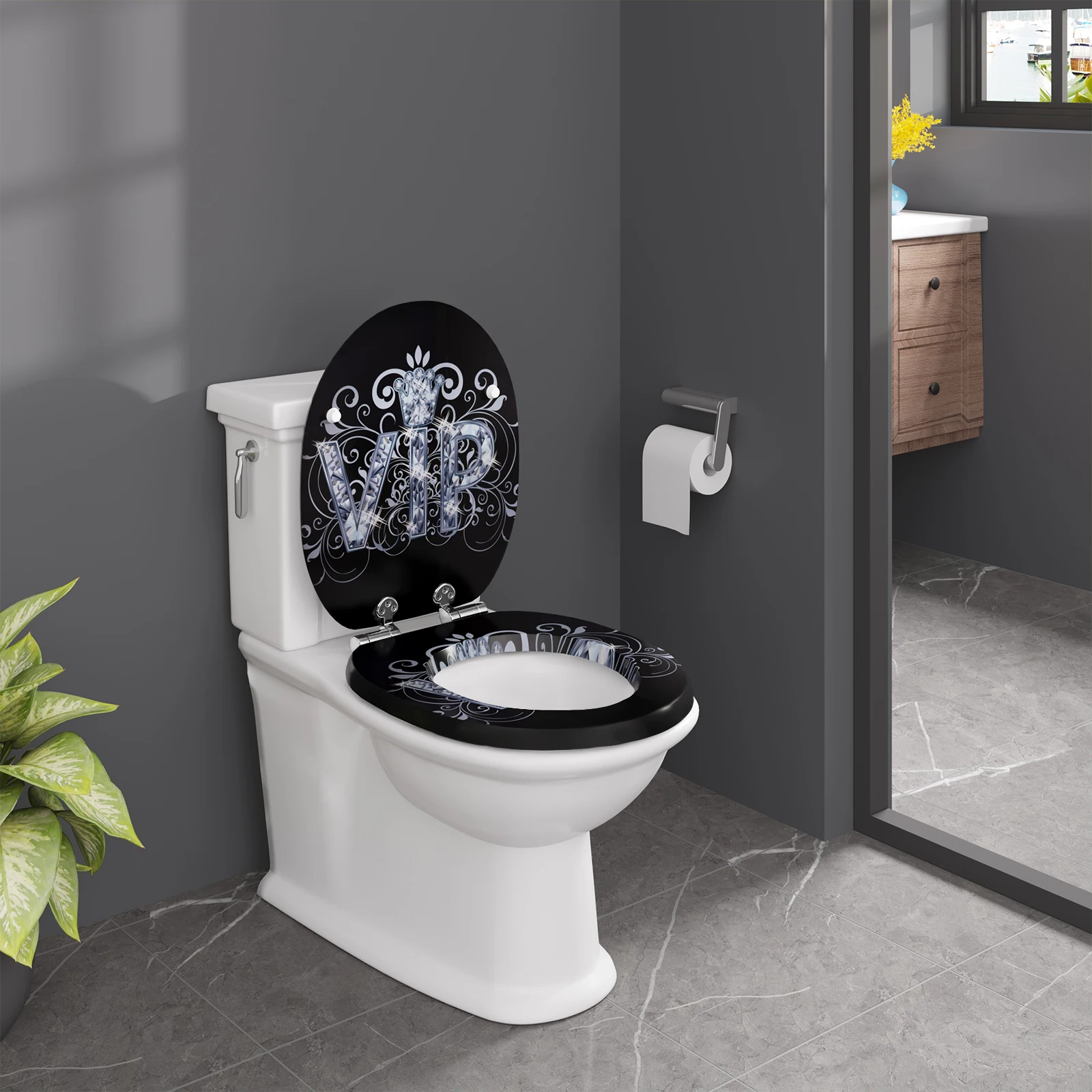 WOLTU 1 Stück universeller Toilettensitzdeckel mit Soft-Close-Funktion für Badezimmer, verdickter, antibakterieller Ersatz für Badezimmer-Ausstattung – Detail 16