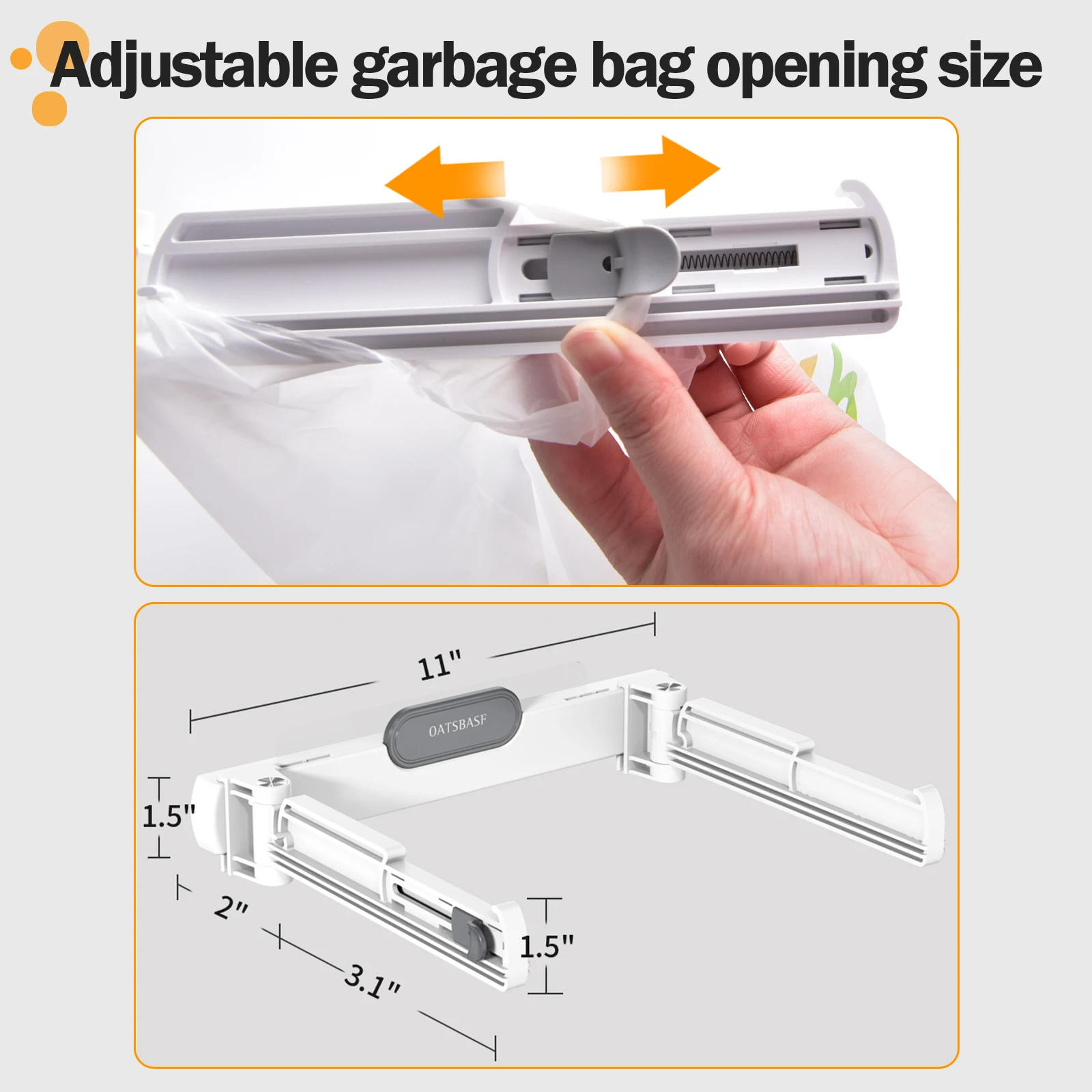 Kitchen Foldable Garbage Bag Holder Cabinet Door Trash Rack Adjustable Closet Garbage Storage Gadget Hanging Trash Can Waste Bin