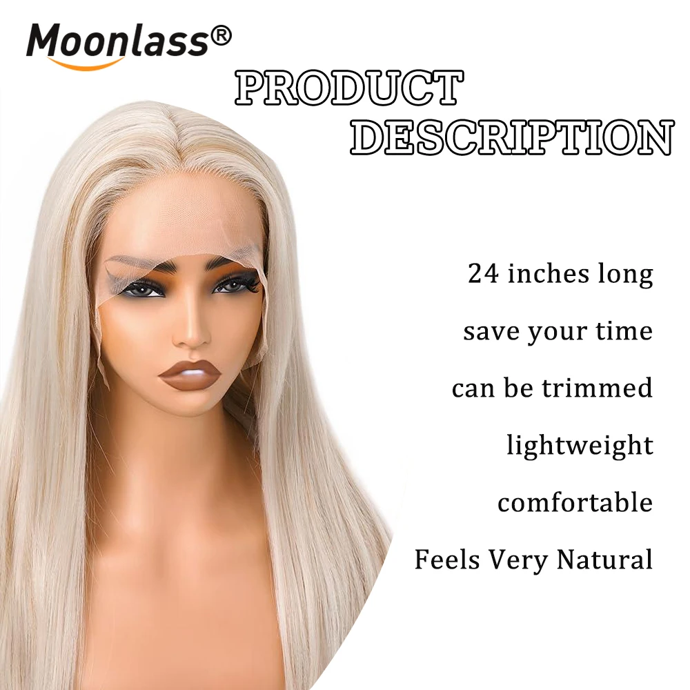 Highlight Platinum Blonde 13x6 Transparent Lace Front Wear Wigs  Level  Straight Hair 100% Human Hair Wig 180% Density Remy Wigs