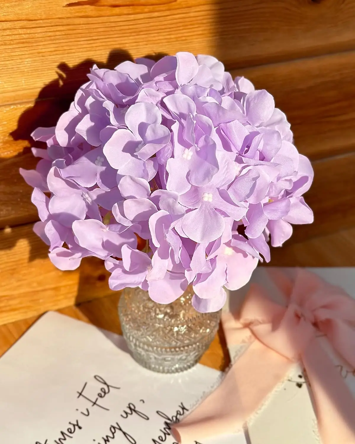 6 Stück 8,7 Zoll Seiden-Hortensien-Blütenköpfe mit Stielen, künstliche Hortensien-Blumen für DIY-Hochzeits-Mittelstück, Heimdekoration – Detail 22