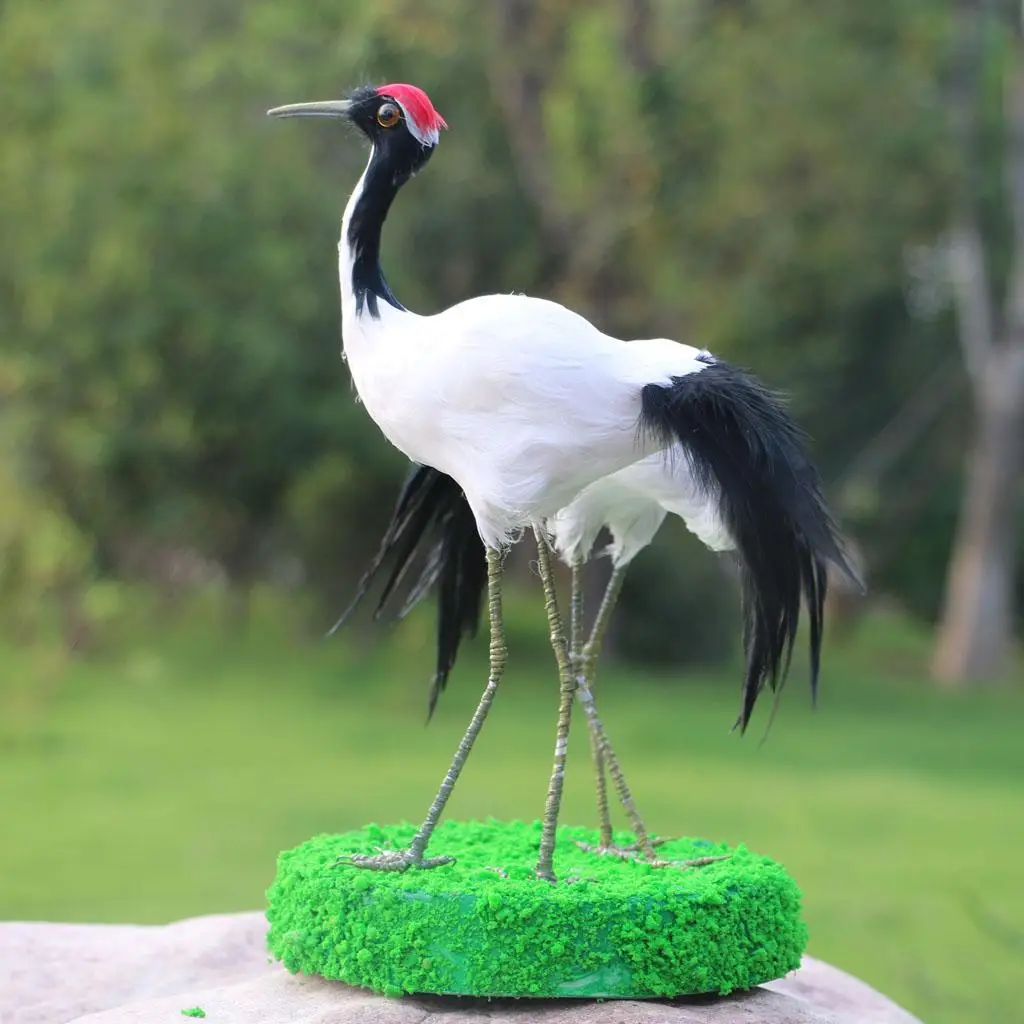 Red Crowned Crane Model Lifelike Bird Sculpture Decorative Garden Statue for Outdoor Garden Accessories Decoration