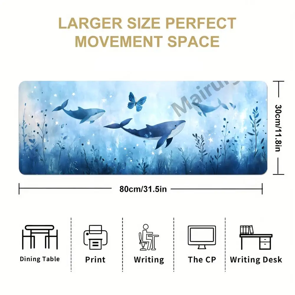 Whale Dream Mouse Pad Large Computer Office Game Table Mats XXL Rubber Anti-slip Gaming Keyboard Mousepads Long Desk Pads
