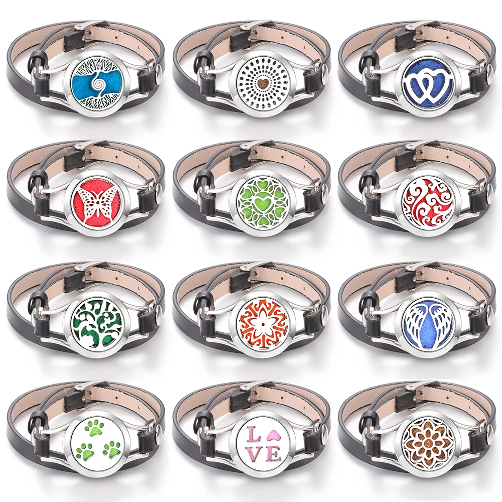 

New Charm Women Aromatherapy Essential Oil Bracelet All-body Stainless Steel Rotate Open Perfume Lockets Diffuser Bangle Jewelry