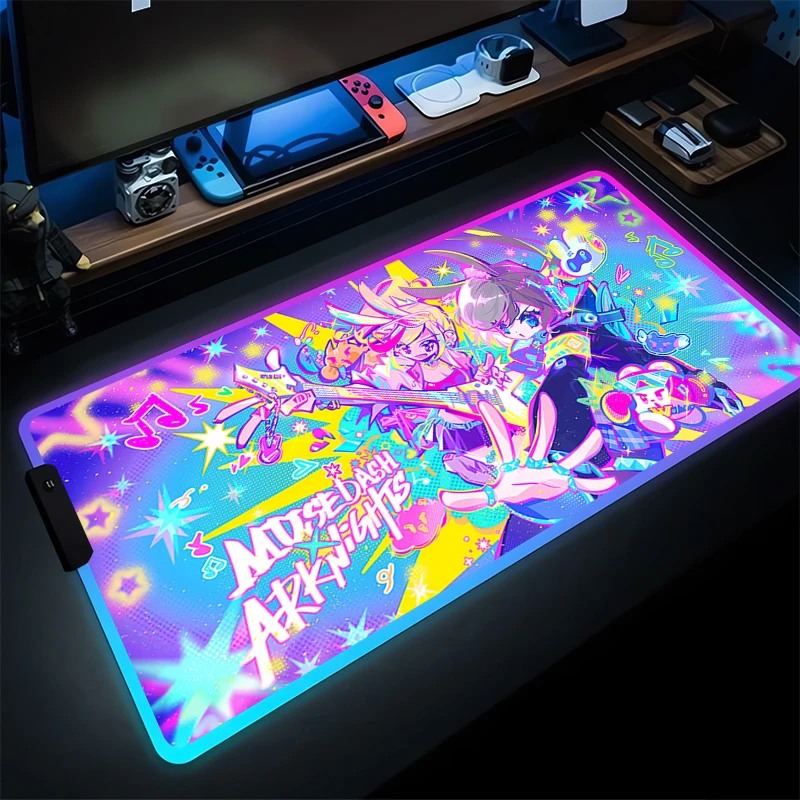 

Mouse Pad Anime Gamer RGB Laptop Gaming Accessories Varmilo Keyboard Pad LED PC Computer Muse Dash Cute Desk Mat Kawaii Mousepad