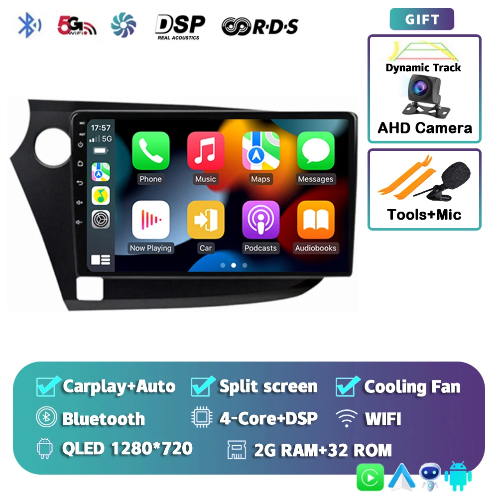Android 15 Carplay Auto Radio Multimedia Speler Voor HONDA INSIGHT 2009-2014 Navigatie Autoradio GPS Stereo 2din Head unit