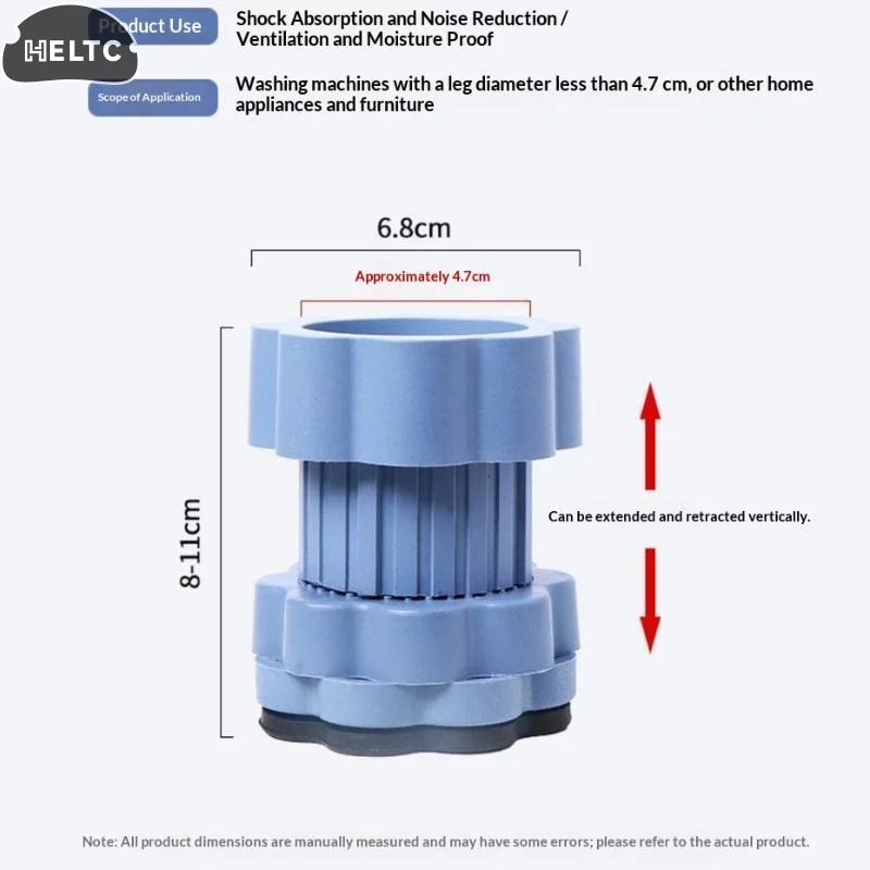 4Pcs Blue Adjustable Anti-Vibration Washing Machine Feet Pad Noise Reduction Waterproof Refrigerator Base Pad Support Stands