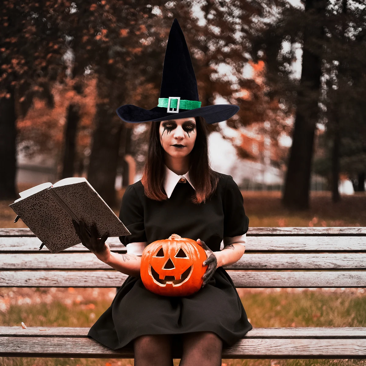 

Witch Hat Halloween Costumes for Adults Masquerade Clothing Dress Up Iron Wire Child Party Cosplay