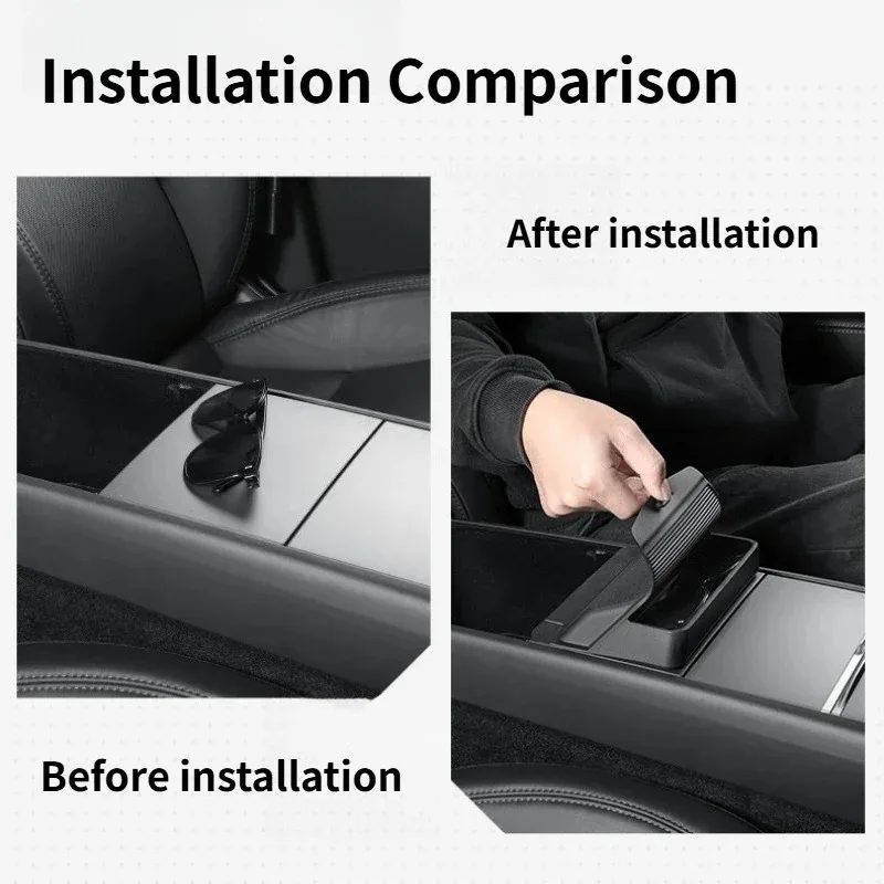 Picture 5: For Tesla Model 3 Highland Model Y Juniper Center Console Glasses Storage Tray Silicone Car Storage Box Organizer Accessories