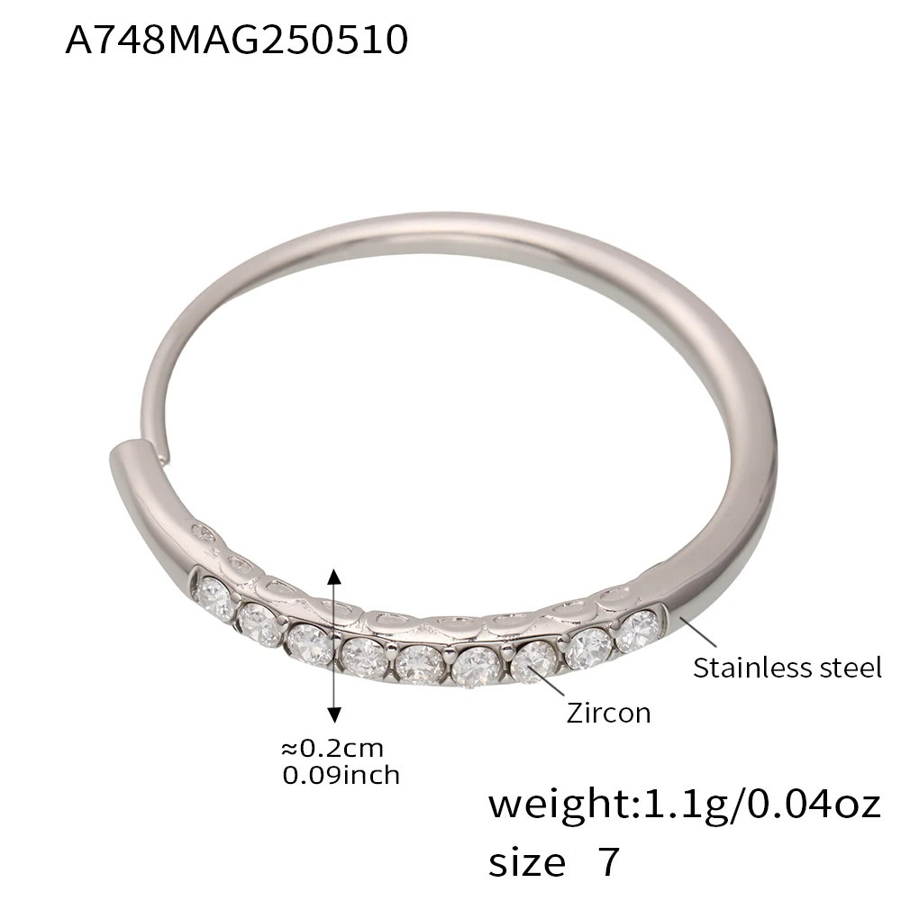 Elegant Zircon Stainless Steel Rings For Women Gold Plated Trend Waterproof Finger Circle Ring Luxury Jewelry Gift