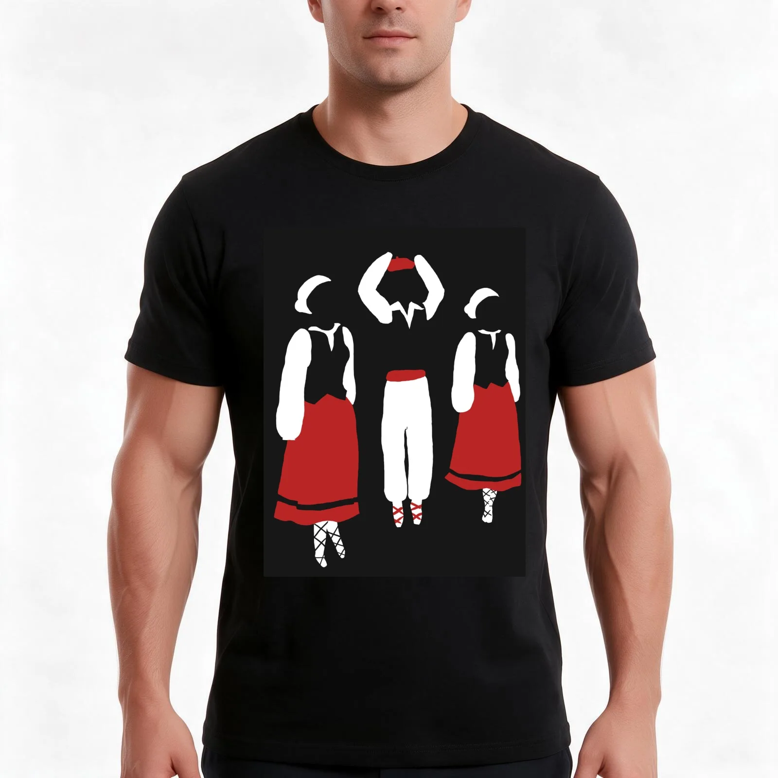 Basque dances T-Shirt, Classic Crew Neck Shirt, Breathable Cotton Everyday Tee