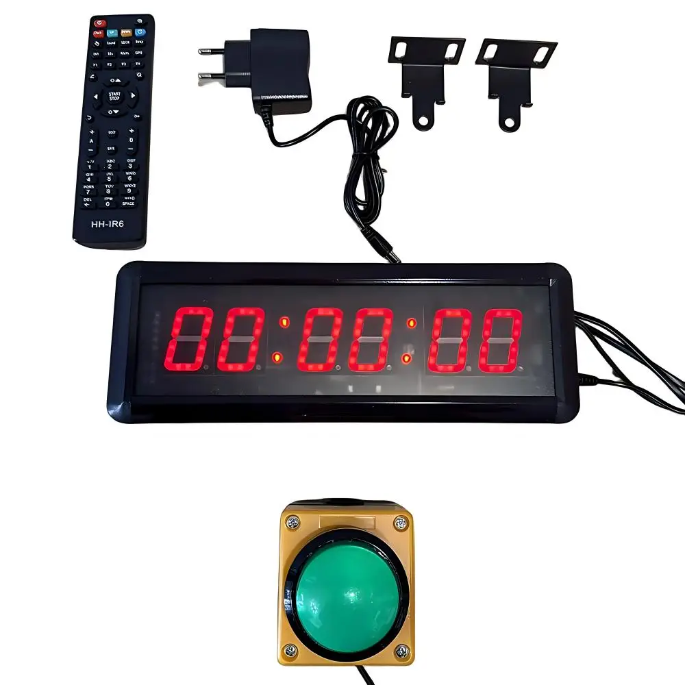 LED Sports Timer Button Countdown Clock Stopwatch with Remote Control Line Button Reset for School Rush Answer Competition Game