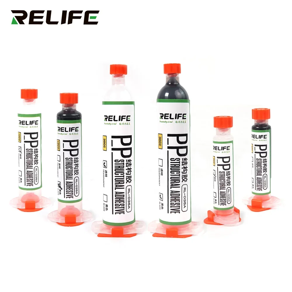 

RELIFE Tools RL-035A PP Heat-free Structural Adhesive Black /Transparent Bonding Glue for Phone Middle Frame Back Cover Repair