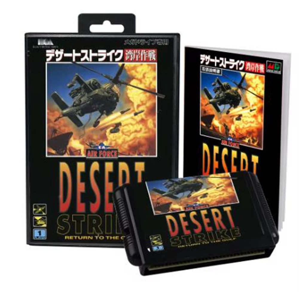 Desert Strike Return to the Gulf with Box and Manual for 16 Bit Sega MD Game Cartridge Megadrive Genesis System