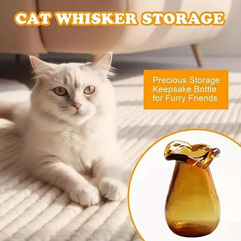2 Stück Glas-Katzen-Schnurrhaar-Vase, Mini-Vase für Katzen-Schnurrhaare, Miniatur-Vase, kleine Vase für Dekor, Katzen-Schnurrhaar-Halter, Heimdekoration