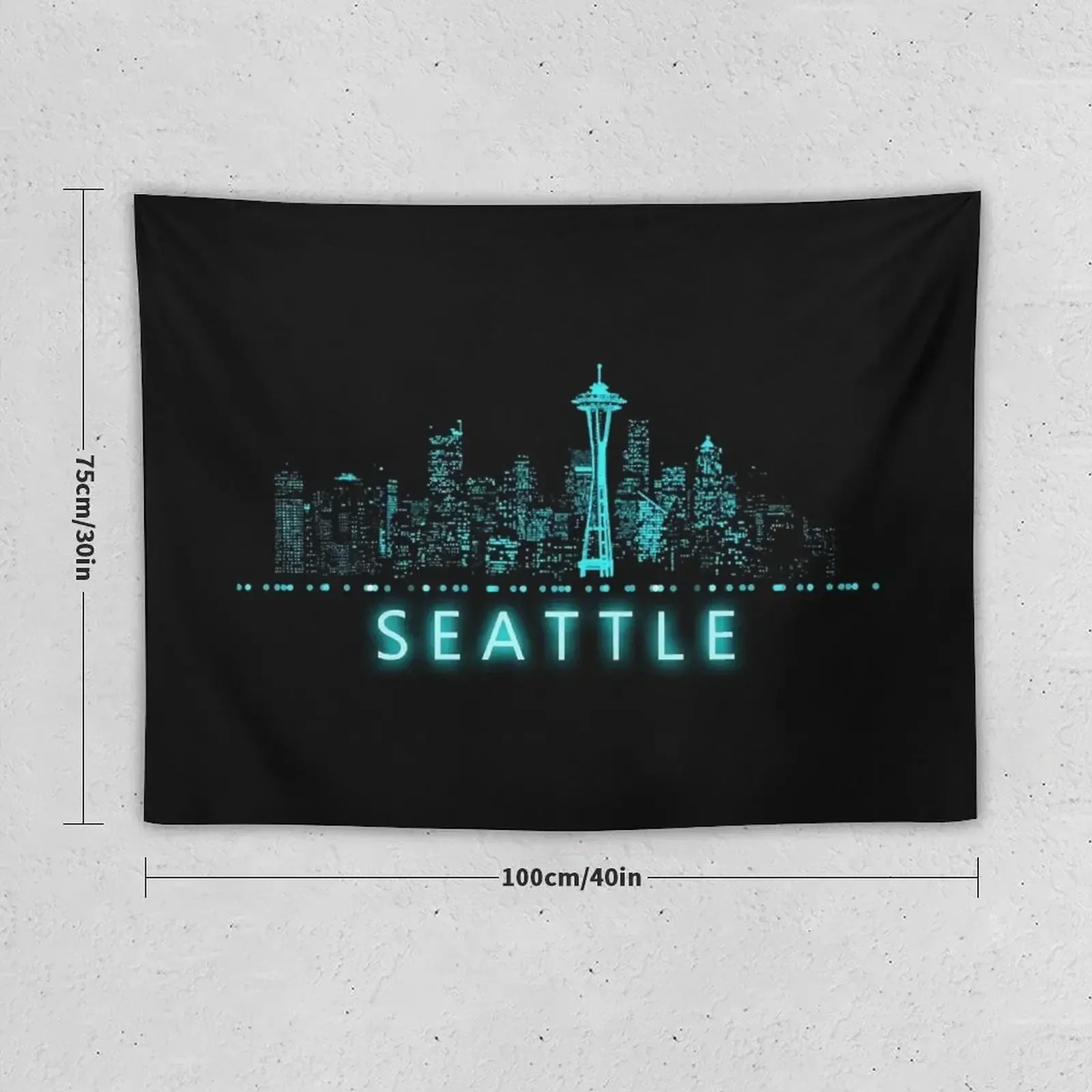 Digital Cityscape: Seattle, Washington Tapestry House Decoration Wall Tapestries Tapestry