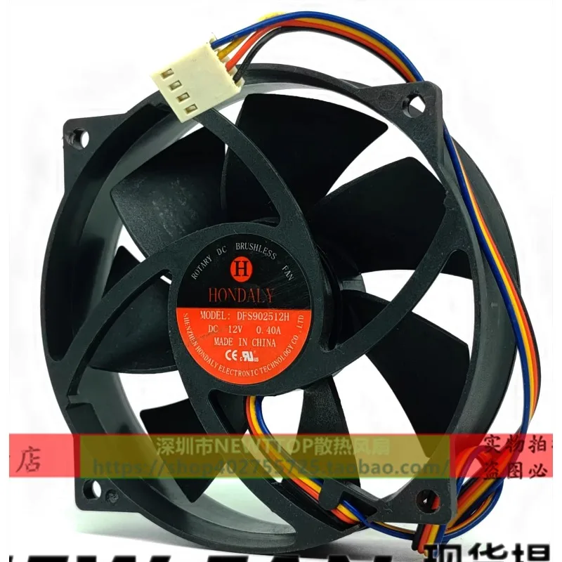 New Fan for HONDALY DFS902512H 12V 0.40A 4-wire High-speed Cooling Fan Fully Circular 9025 90 * 90 *25mm