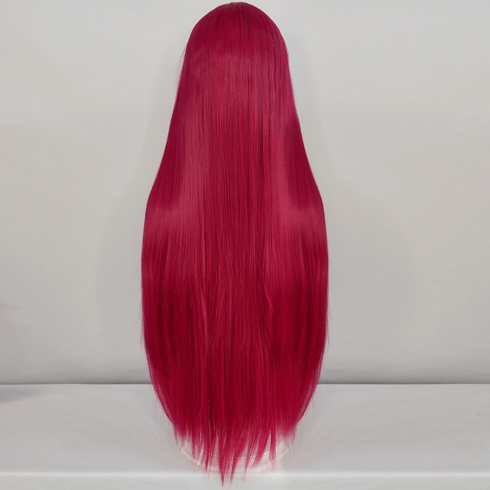 Synthetic Long Straight Rose Red Princess Cosplay Wig with Bangs Women's Wig for Halloween