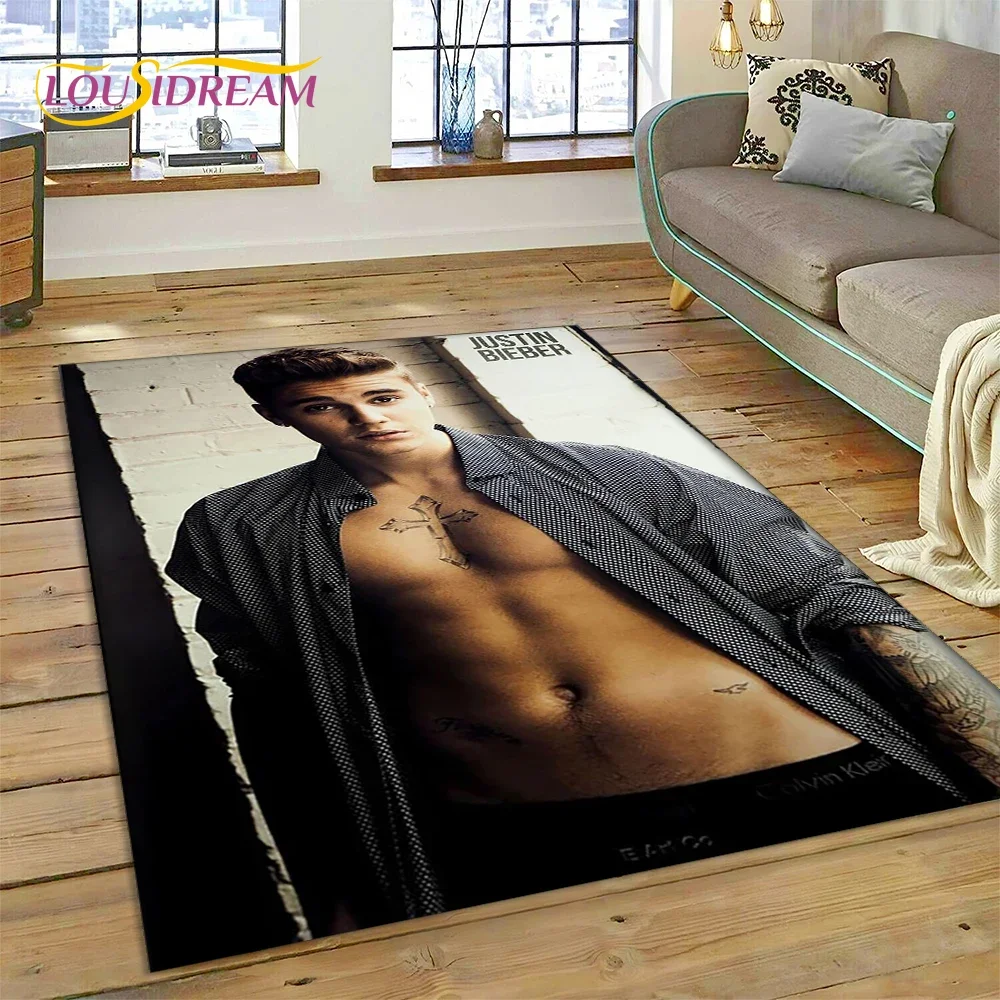 3D Justin Bieber Idol Singer Carpet Rug for Bedroom Living Room Home Sofa Decoration,Children Game Large Decor Floor Mat Gift