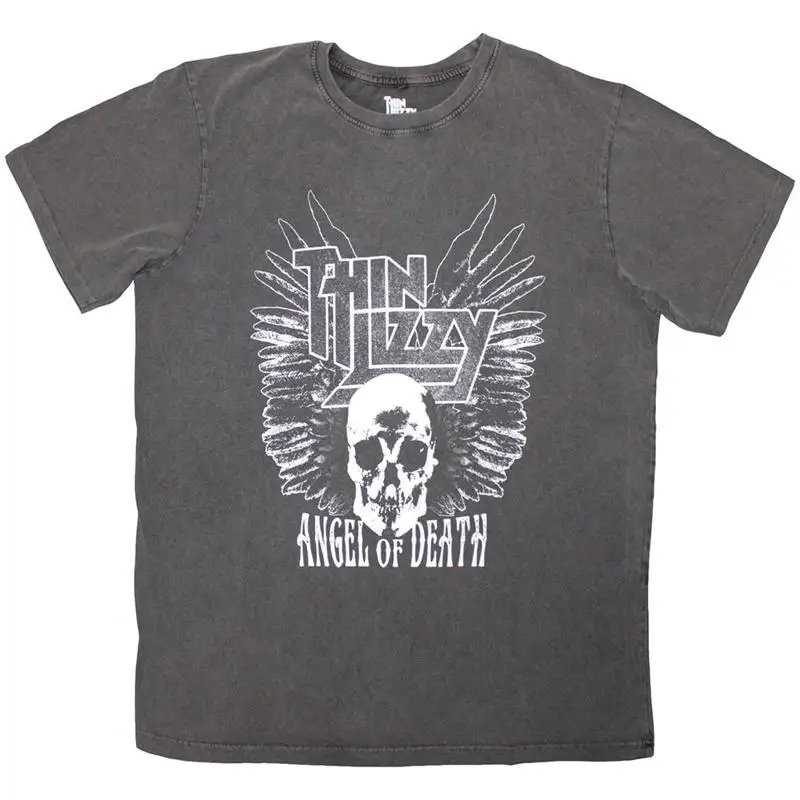Camiseta Thin Lizzy 'Angel Of Death' en gris carbón con efecto lavado a la piedra, NUEVA OFICIAL