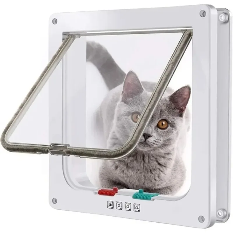 Hot Dog Cat Kitten Flap Puppy Kitten Safety in&out Pet Door with 4 Way Security Lock Door Pet Doors Sliding Door Safety Pet Door