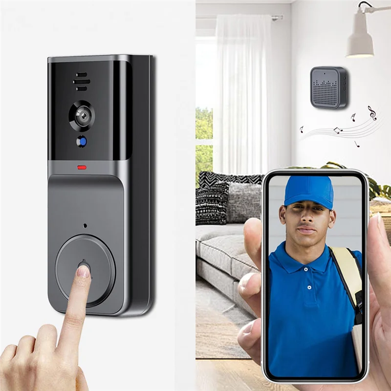 Дверной звонок Беспроводной звонок с камерой Дверной звонок Камера Беспроводная камера Дверной звонок Беспроводной без подписки-ABJU