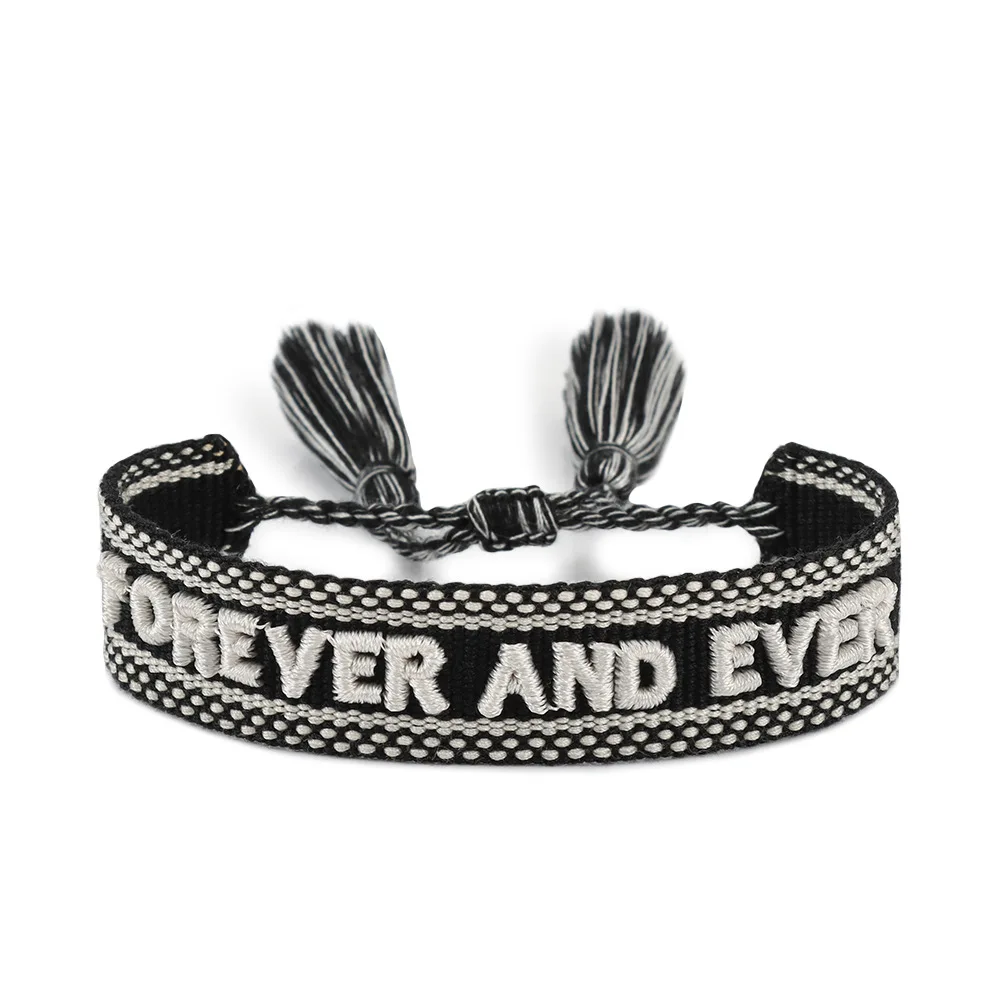 Embroidery woven bracelets men and women fashion letters tassel hand rope jewelry can be customized personalized letters logo