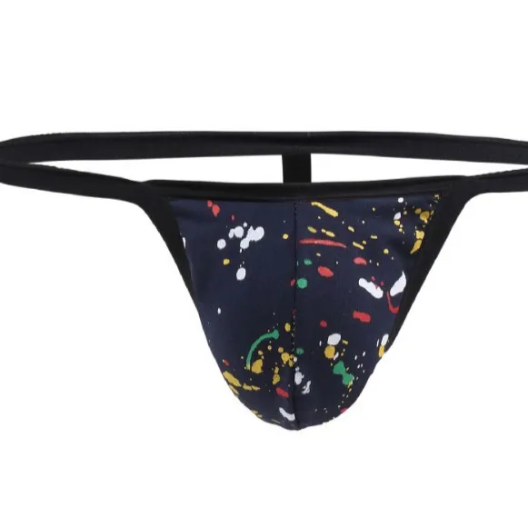 الرجال مثير T الظهر ثونغ مثليون جنسيا Ertic منخفضة الخصر U محدب الحقيبة g-سلسلة مطبوعة القطن تنفس أوم المثيرة مفتوحة بعقب السروال #3