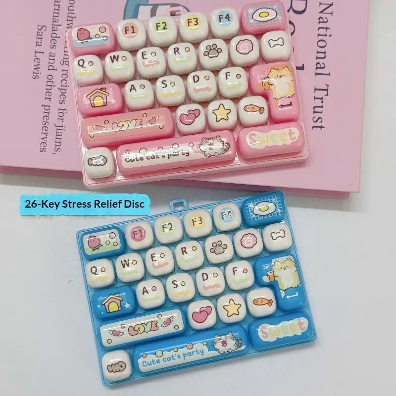 【New】1Pc Cute Cute 26 Key Stress Reducing Keyboard Creative Mechanical Healing Tool Popular Pendant Small Gift Accessories