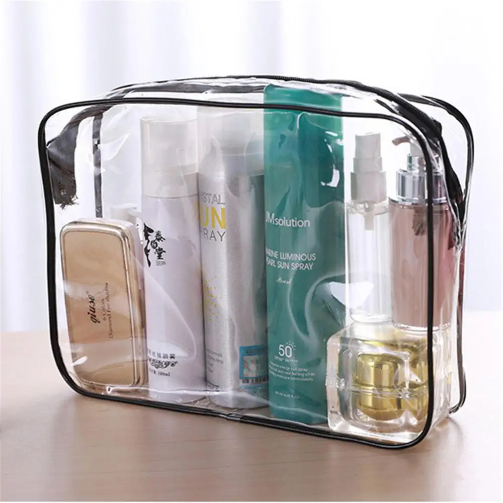 Environmental Protection Storage Pouch Waterproof Zipper Cosmetic Bags Makeup Case Toiletry Bag Transparent