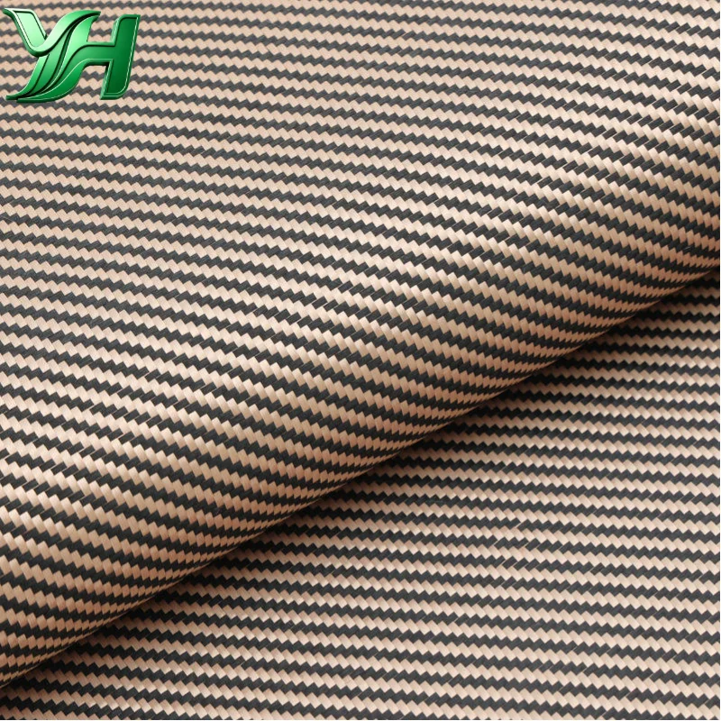 3K 210g Gold Black Twill Carbon Fiber Fabric – Luxury Car Interior Trim Roll for Dashboard Panel Cover Gear Shift Sticker DIY