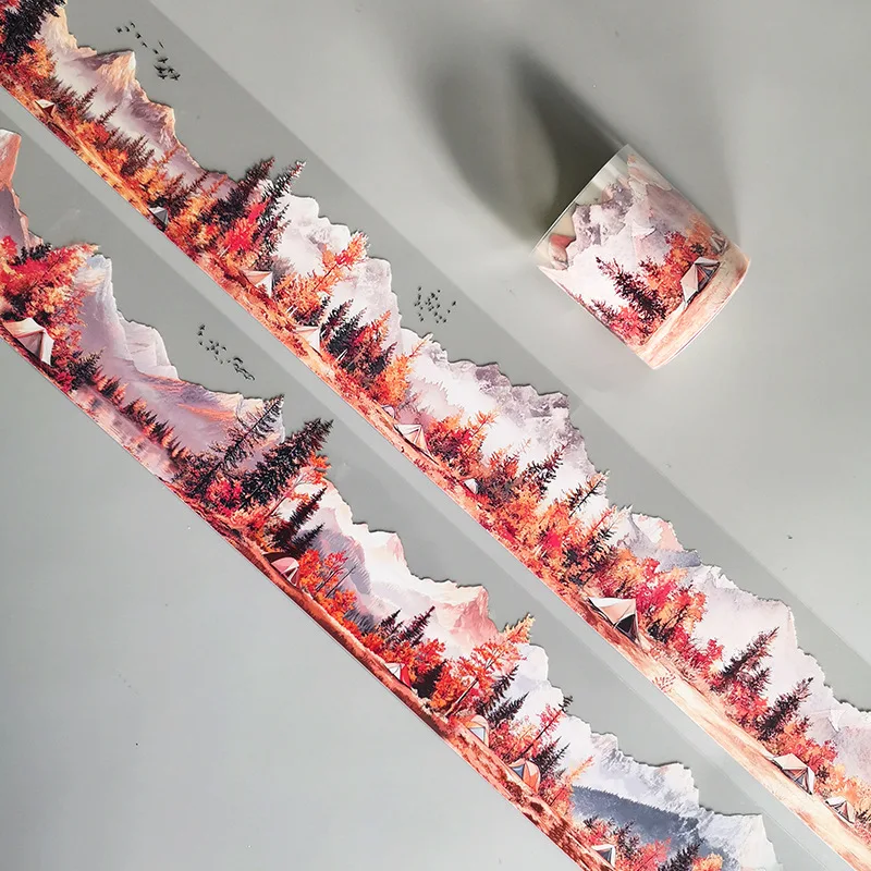 50mm*200cm Vintage Forest Mountain Landscape PET Tape Creative DIY Journal Material Collage Scrapbooking Stationery