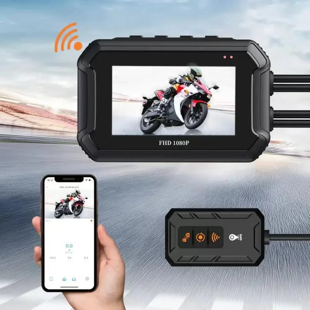 

Dual 1080P Motorcycle DashCam with WIFI GPS Loop Recording Waterproof IP67 Moto Dash Cam Front Rear Driving Video Recorder