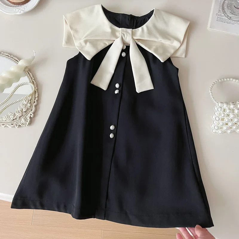 

Girls' Summer Dress2024New Children's Western Style Fashion Sleeveless Skirt Children Little Girl Vest Dress