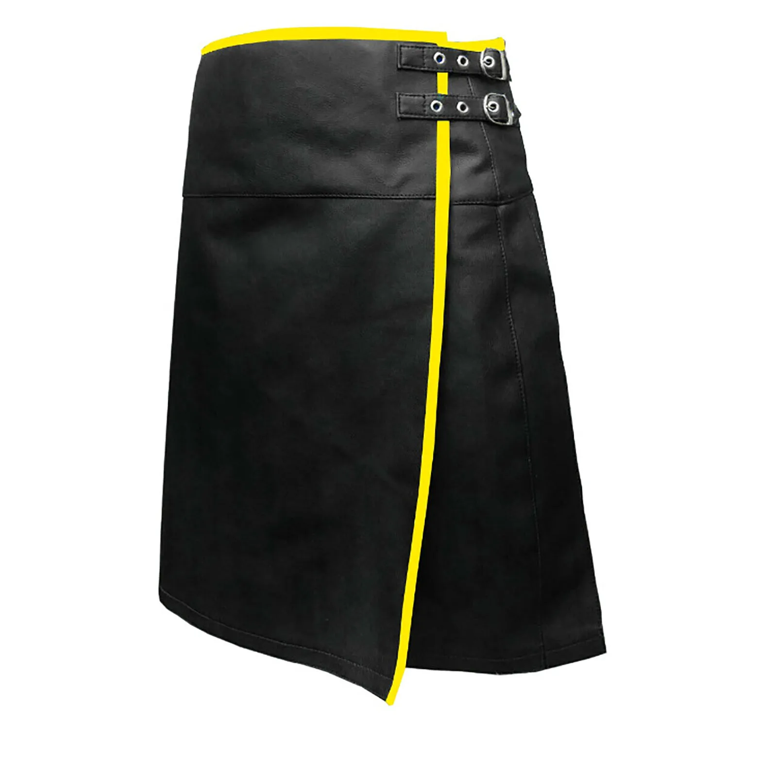 Men Leather Scottish Dress Festival Skirt Adult Comfy Solid Color Ethnic Rock Cosplay Gothic Punk Pleated Skirt Mid Length Kilt