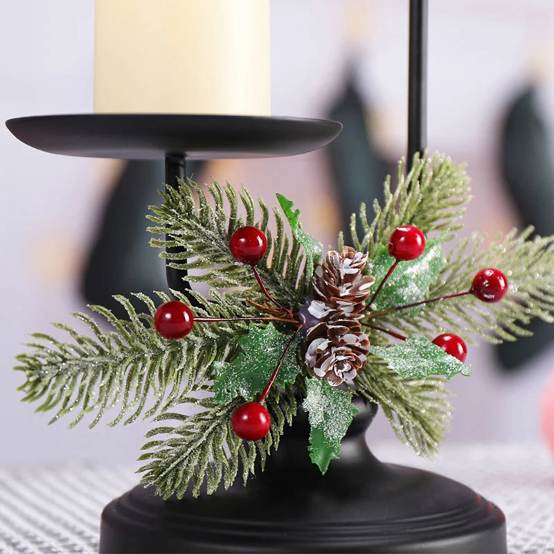 1 PCS Christmas Candle Holder Centerpiece, + 2 Candle Holders Table Accent Centerpiece For Festival Home Decoration Black