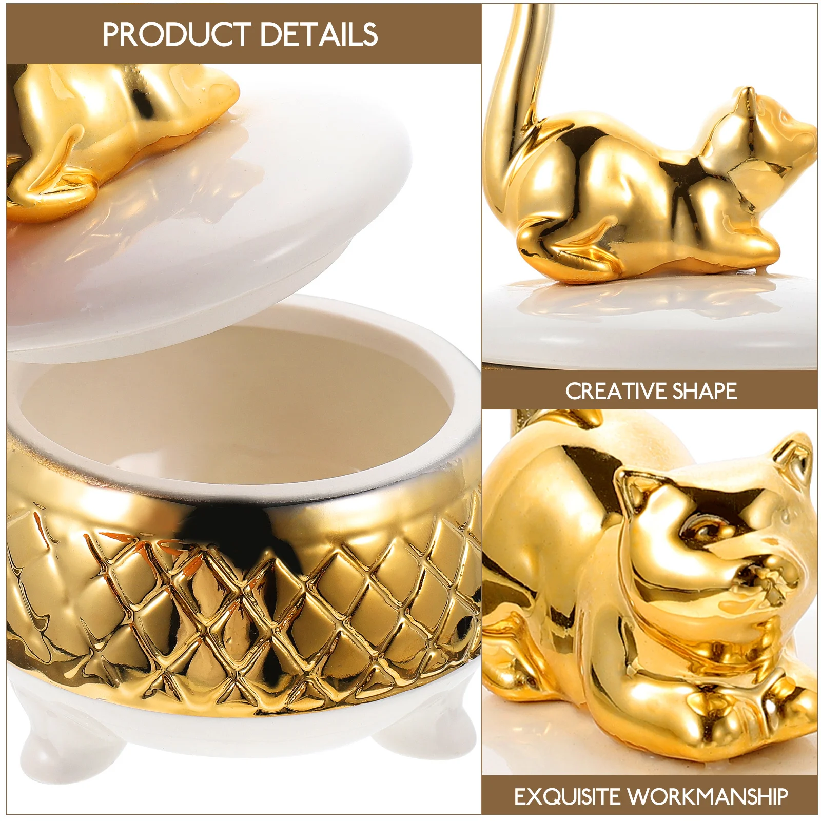 Ceramic Jewelry Box Removable Lid Jewelry Organizer Decorative Charm Holder for Home Bedroom Bathroom