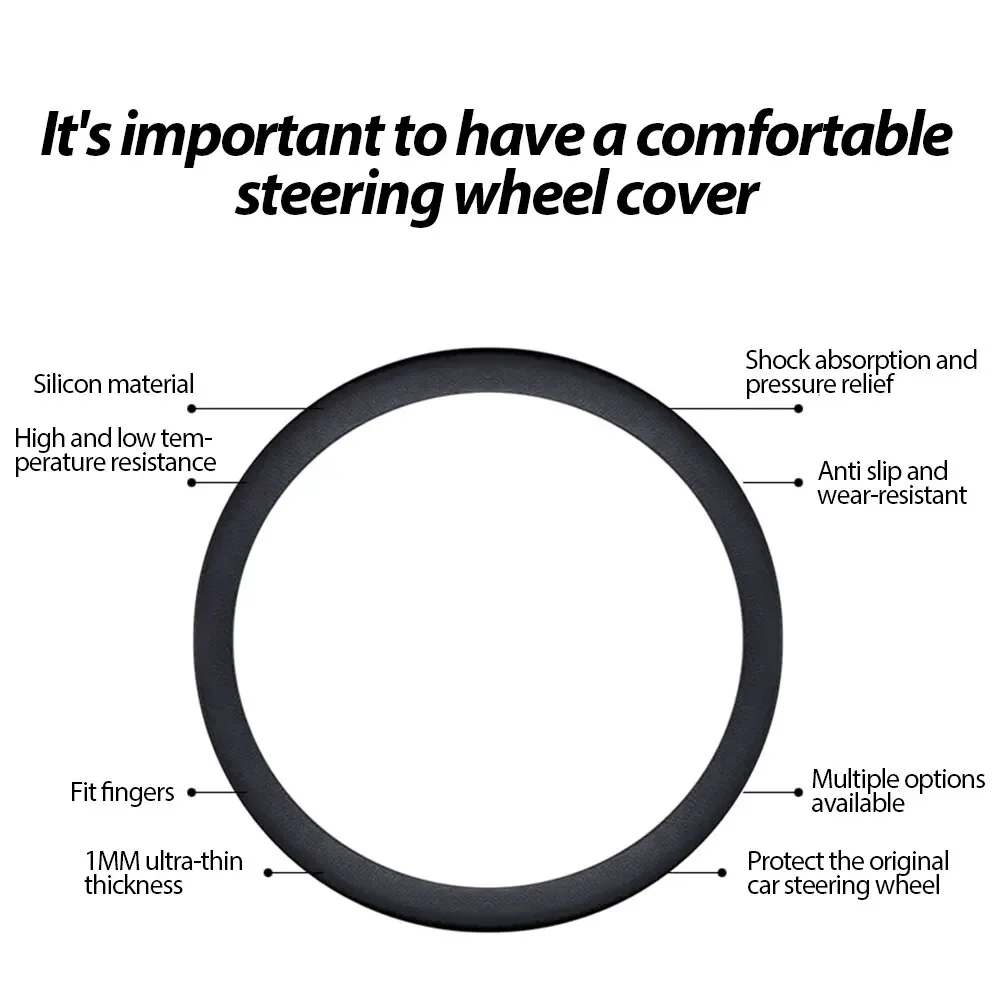 Car Silicone Steering Wheel Cover Soft Wear-resistant Non-slip Steering Wheel Auto Protective Shell Covers Accessories image 5